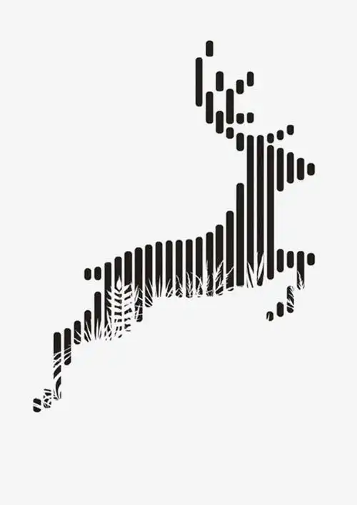 黑白线条麋鹿书刊封面【高清装饰元素png素材】-90设计