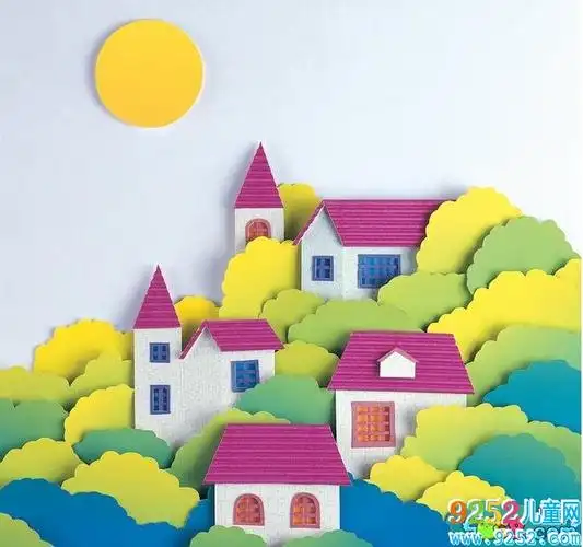 森林中的房子 幼儿园卡通剪纸图案 - 9252儿童网