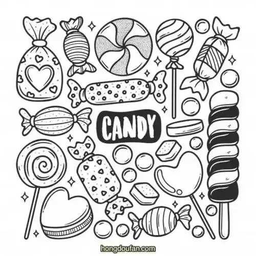 100种糖果棒棒糖棉花糖汽水糖跳跳糖巧克力豆豆糖简笔画大全