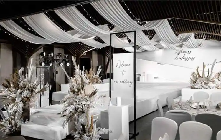 婚庆吊顶布幔 婚庆弹力布吊顶纱幔布幔装饰韩式婚礼堂布置云顶纱酒店