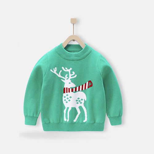 哈尼尚 春秋儿童毛衣圆领女童男童圣诞小鹿针织衫儿童毛衣线衫