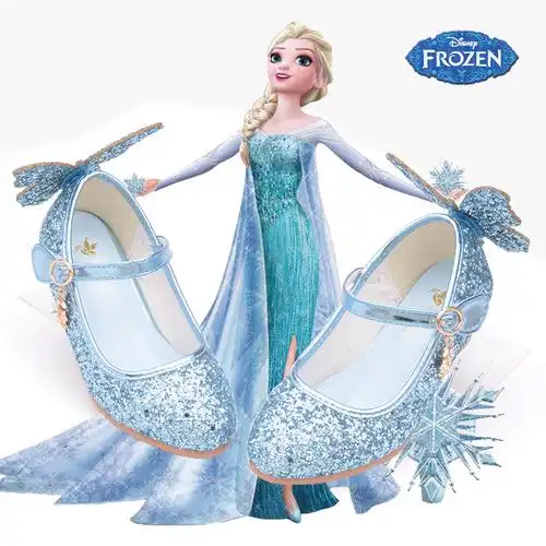 冰雪奇缘水晶高跟鞋儿童公主鞋迪士尼爱莎节日礼服鞋女童艾莎皮鞋