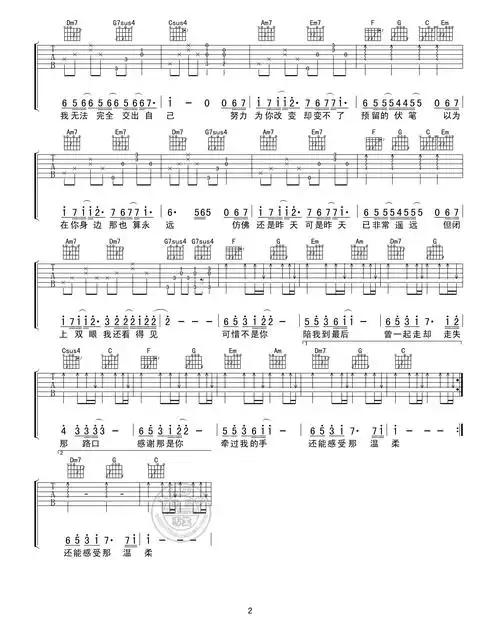梁静茹 可惜不是你吉他谱 c调高清版