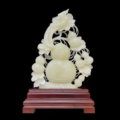 福禄双喜葫芦玉石摆件喜庆礼物节日开业庆典乔迁大寿送礼祝福摆件