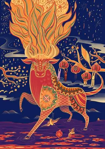 喜迎2021年,祝大家牛年比以前的自己更牛|插画|商业插画|阿开_akai