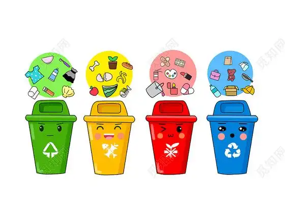 彩色手绘卡通垃圾桶垃圾分类环保元素png素材