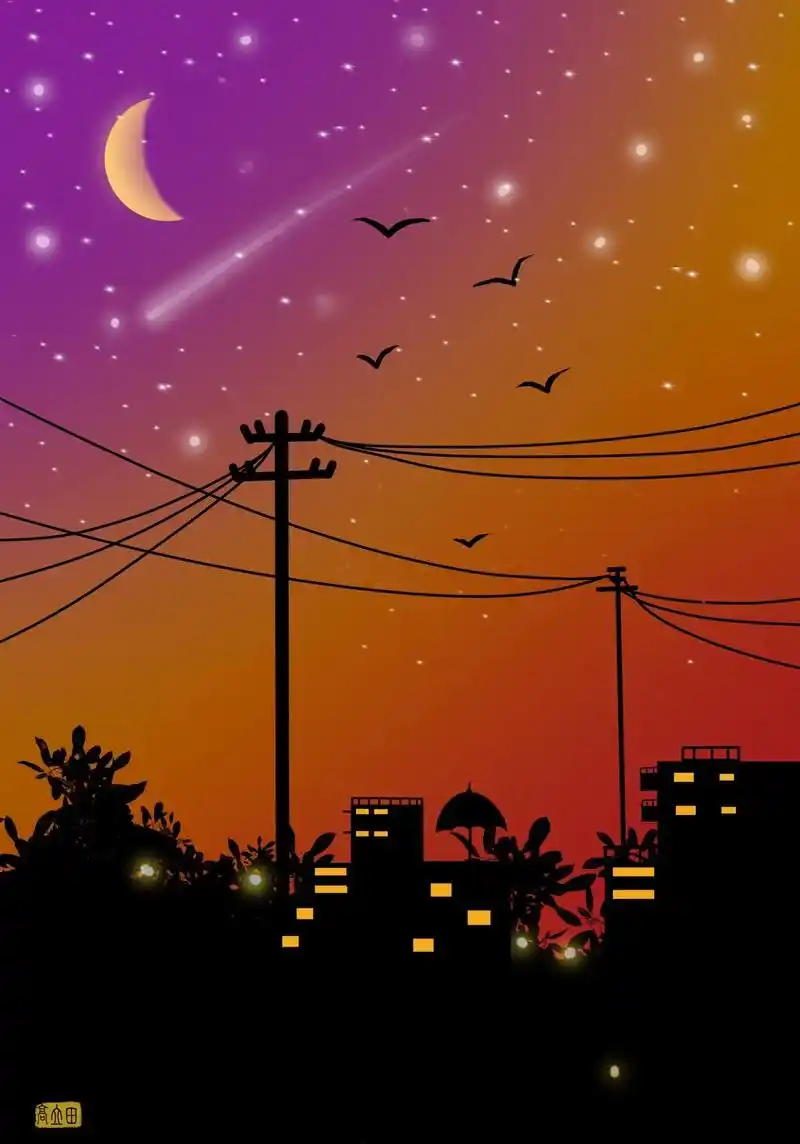 第31幅:ipad学绘画之夏天的夜晚.#procreate绘 - 抖音