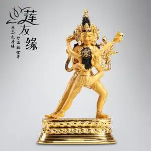 双修欢喜佛佛像铜贴金佛像藏传密宗居家供奉家用双身佛象摆件神像