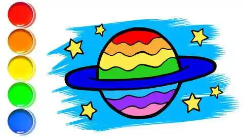 儿童益智绘画  :画五彩的宇宙美丽星球