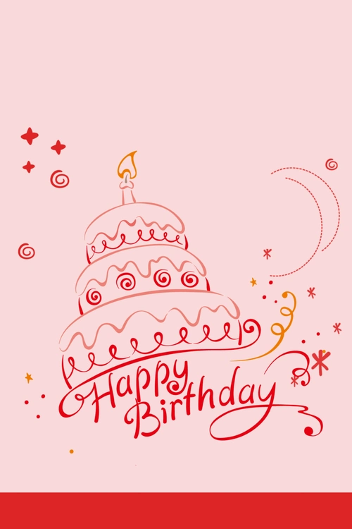 生日快乐红色简约海报