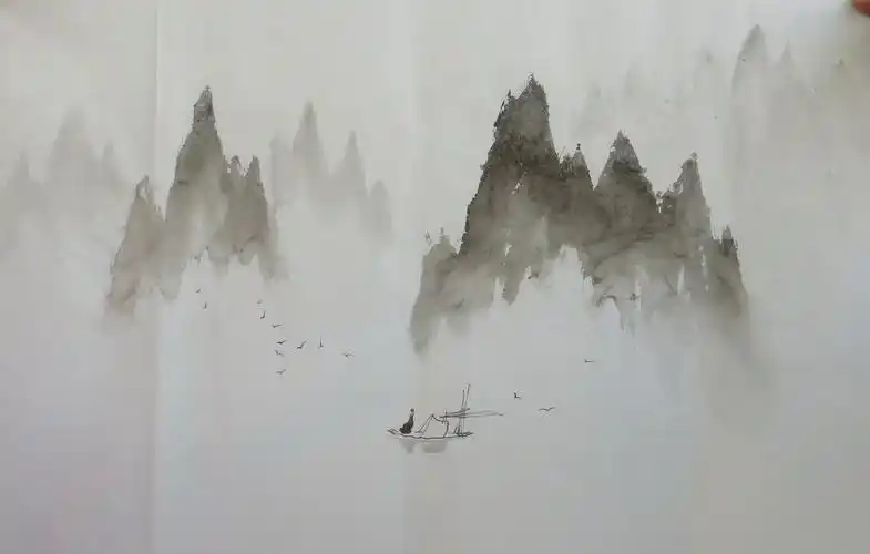 水墨禅意人物山水画特价四尺三开手绘国画客厅国画