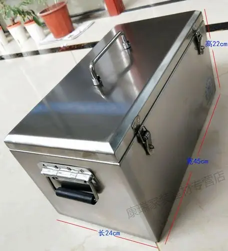 不锈钢工具箱手提式加厚结实防水收纳存钱箱定做 304长45cm*宽24cm*高