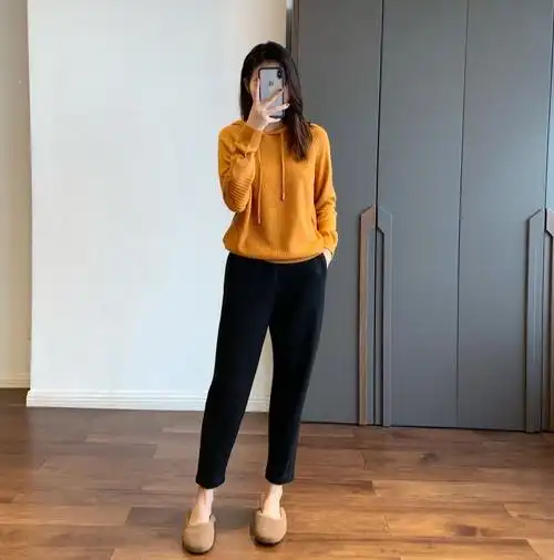 加绒哈伦裤女冬新款高腰奶奶裤加厚萝卜裤一体绒超暖