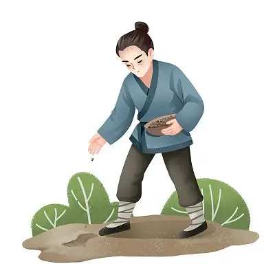 卡通手绘丰收插画田野收割劳作的农夫和农车原创插画海报人物安静女士