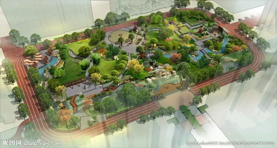 小区园林鸟瞰效果图设计图__园林设计_环境设计_设计图库_昵图网nipic