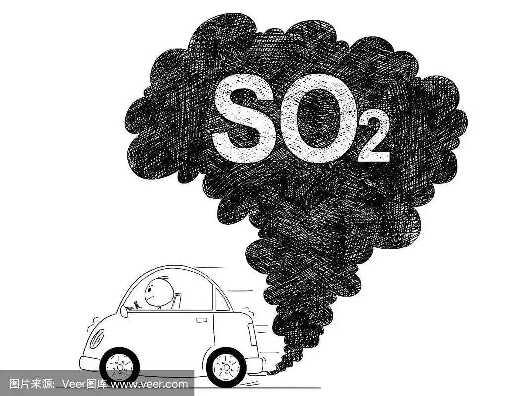 汽车空气so2污染矢量画图插图