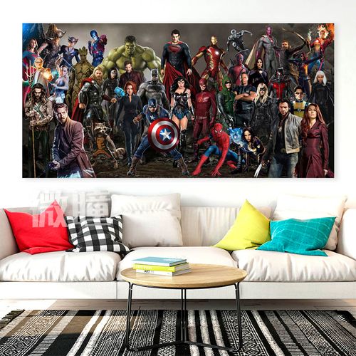 微瞳超大尺寸漫威dc英雄全家福合影大超狼叔小布海报挂画壁纸
