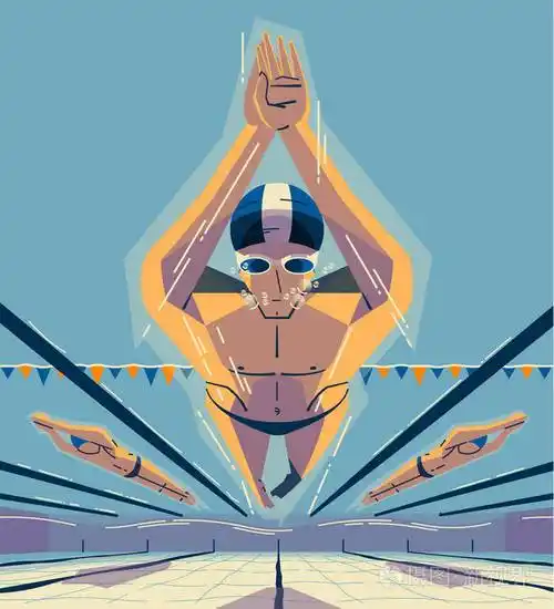 彩色海报与男子在游泳比赛插画-正版商用图片0ut4l1-摄图新视界