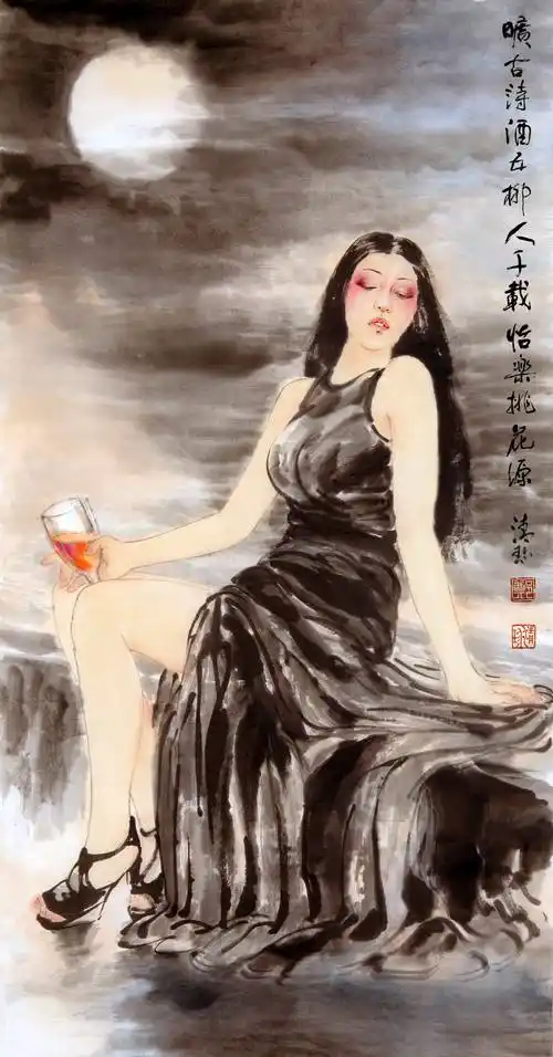 郑清珍的国画人物充满了艺术魅力 呈现出了现代女性的柔美与坚韧
