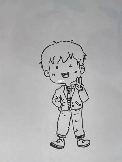 简笔画男孩全身