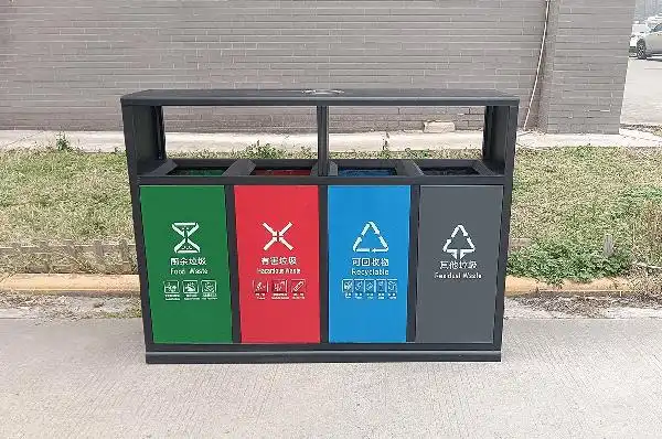 武汉四色四桶不锈钢分类垃圾桶时代经典厂家产品展示-武汉时代经典