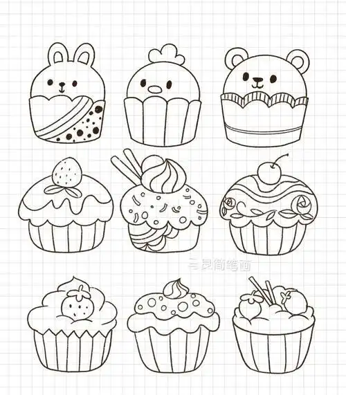 简单甜点美食蛋糕手帐素材简笔画甜品幼儿画蛋糕简笔画图片大全生日