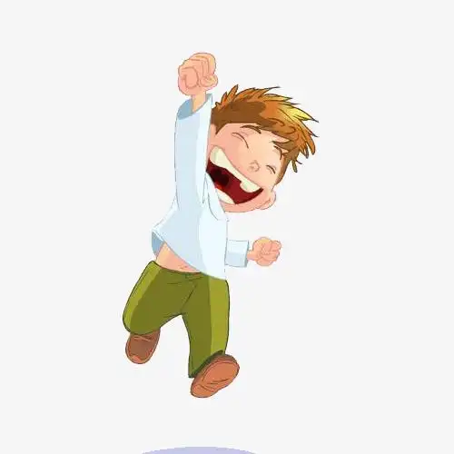 男孩高兴跳跃简笔画