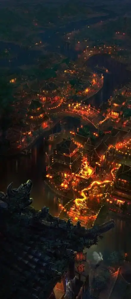 古风长安城夜景图片