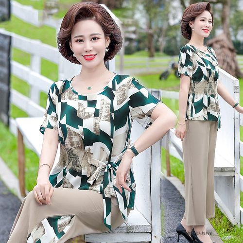 中年妇女休闲套装妈妈装夏
