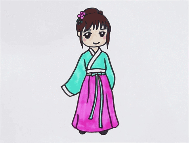 汉服女孩简笔画图片 女孩怎么画的