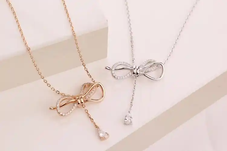 s925纯银施家蝴蝶结项链女欧美网红流苏锁骨颈戴气质伸缩颈链定制