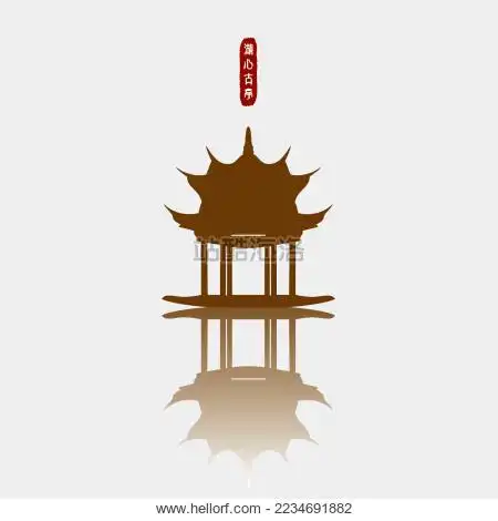 杭州西湖湖心亭 剪影矢量标志素材