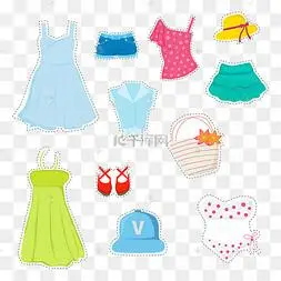 夏季时尚衣服贴纸