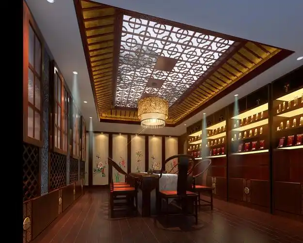 220平中式现代一居装修效果案例-中式茶餐厅会所装修实景图赏析