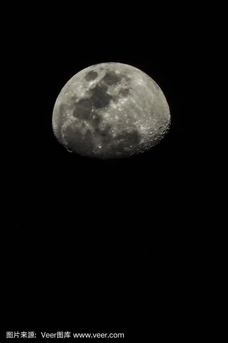 月亮,黑色背景,平视角,暗色,背景分离