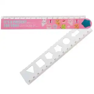 得力6225卡通创意折叠直尺 30cm尺子 学生文具彩色波浪线塑料尺