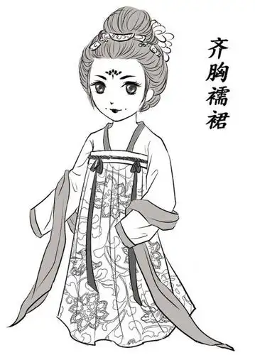 上襦刺绣梅花,下裙水墨画,线条隽秀,清雅,水墨国风与传统汉服相得益彰