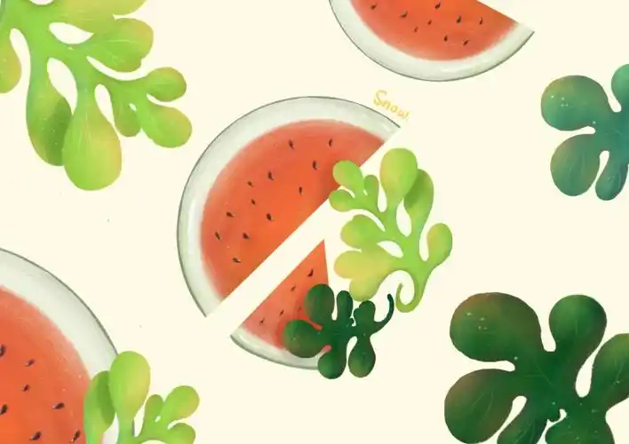 水果插画ipad壁纸夏天当然要吃西瓜啦