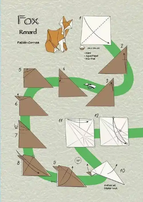 元宵节快乐!今天来折一只狐狸吧