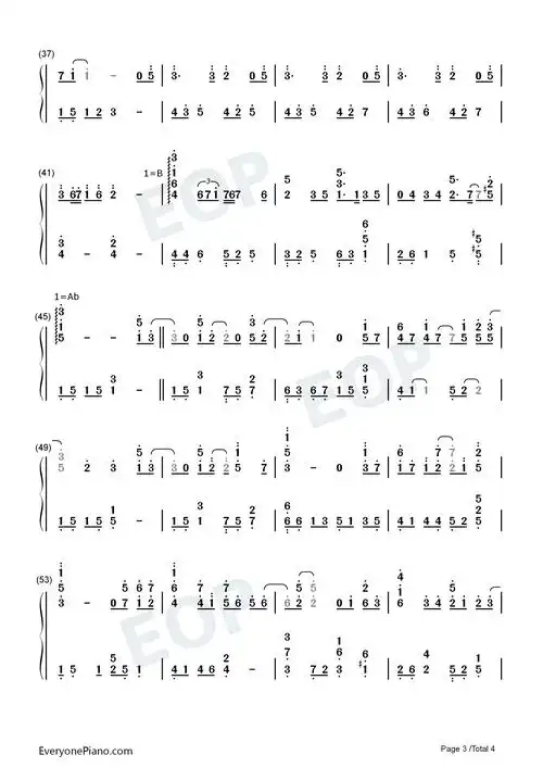 遇见-孙燕姿代表作之一双手简谱预览3-钢琴谱文件(五线谱,双手简谱