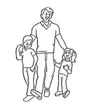 爸爸和儿子简笔画种树