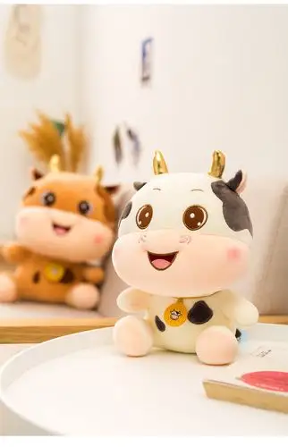 迪士尼专卖奶牛公仔抖音同款呆萌可爱奶牛公仔毛绒玩具抱枕床上玩偶