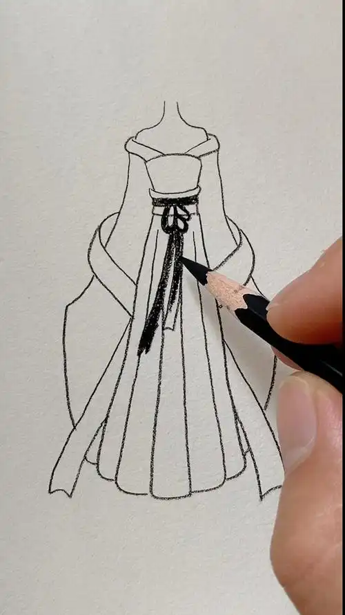 画画#画古风服装
