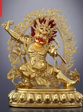 结缘 全铜鎏金金刚手佛像供奉摆件 密宗大势至菩萨化身大力金刚手