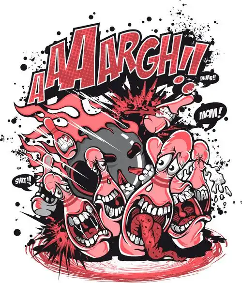 手绘涂鸦摇滚插画印花图案