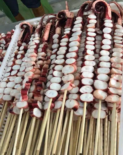 八爪鱼串章鱼片串冷冻章鱼足串炭烤铁板章鱼串150g*10串/包*10/箱