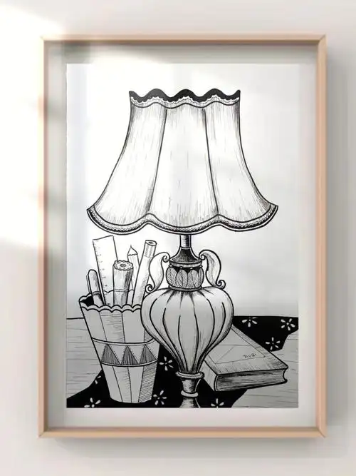 黑白装饰画线描画