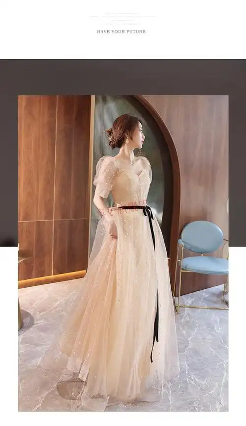 中学生独唱演出服女礼服晚礼服裙女长款高端大气优雅宴会年会气质主持