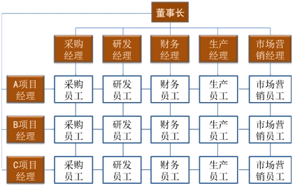横向分工结构横向分工结构的基本类型客观题和主观题⑥矩阵制组织结构