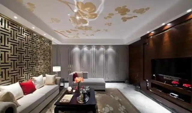 混搭客厅天花板样板房设计装修效果图